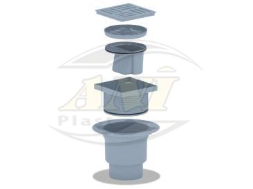 Vertical trap 110 mm adjustable, with plastic grid 150x150 mm. Dry.