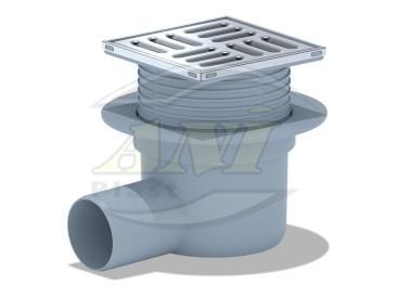 Horizontal trap 50 mm adjustable, with grid 100х100 mm metal. Dry.
