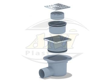 Horizontal trap 50 mm adjustable, with grid 100х100 mm metal. Dry.