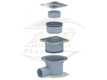 Horizontal trap 50 mm adjustable, with grid 120х120 mm metal. Dry