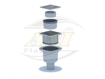 Vertical trap 50 mm adjustable, with grid 100х100 mm metal. Dry.