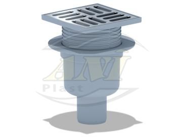 Vertical trap 50 mm adjustable, with ss grid 120x120 mm. Dry.
