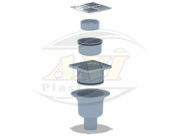 Vertical trap 50 mm adjustable, with ss grid 120x120 mm. Dry.
