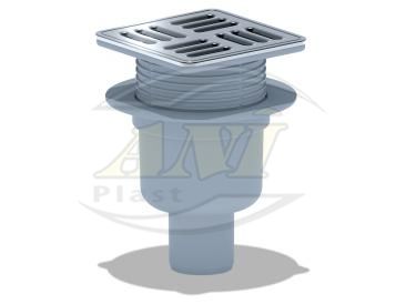 Vertical trap 50 mm adjustable, with ss grid and edging 120x120 mm. Dry