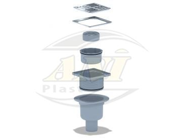 Vertical trap 50 mm adjustable, with ss grid and edging 120x120 mm. Dry