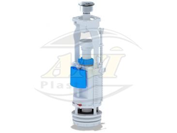 Flush valve with metalic plastic double button