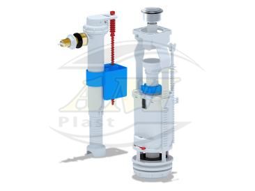 Set with side filling valve 3/8 brass button chrome