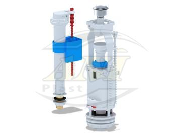 Set with bottom filling valve. 1 1/2 brass button chrome