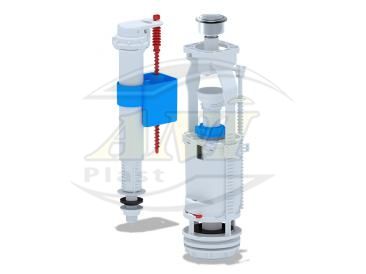 Set with bottom filling valve 3/8 plastic button chrome