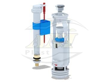 Set with bottom filling valve. 3/8 brass button chrome
