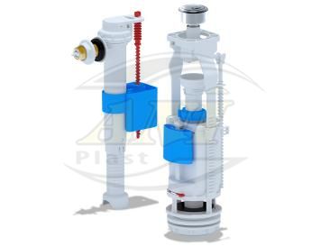 Set with side filling valve. 1/2 brass button chrome double
