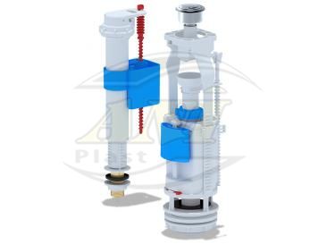 Set with bottom filling valve 1/ 2 brass button chrome double