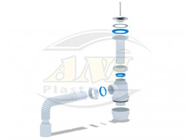 Bottle trap Ani Grot 1 1/2'*40 with flexble pipe 40x50