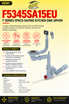 F SERIES SPACE-SAVING KITCHEN SINK SIPHON F5345SA15EU